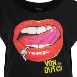 VON DUTCH Tee shirt imprimé lèvres devant Femme NOIR Hot