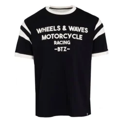 WHEELS AND WAVES Tee shirt jersey empiècements blanches Homme NOIR Sale