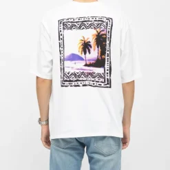 LEVI'S Tee shirt oversize col rond imprimé carte postale Homme BLANC Best
