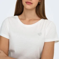 JDY Tee shirt paris cloud dancer studio coeur à strass motive Femme BLANC Online