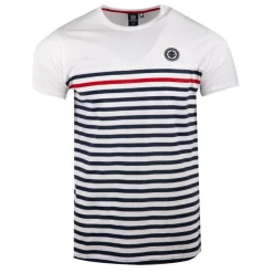 BLAGGIO Tee shirt rayé marinière Homme BLANC Outlet