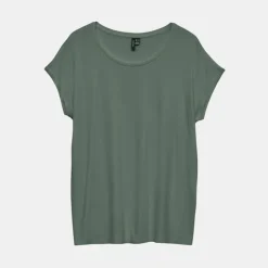 VERO MODA Tee shirt regular fluide fosia col rond Femme VERT Outlet