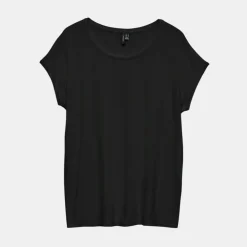 VERO MODA Tee shirt regular fluide fosia col rond Femme NOIR Best
