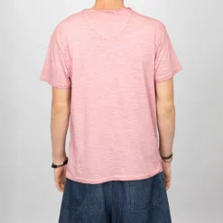 VON DUTCH Tee shirt coton chiné col V Homme ROSE New