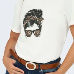 ONLY Tee shirt stella imprimé motif léopard Femme BLANC