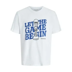 JACK & JONES Tee shirt sully Let's the game begin Homme BLANC Outlet