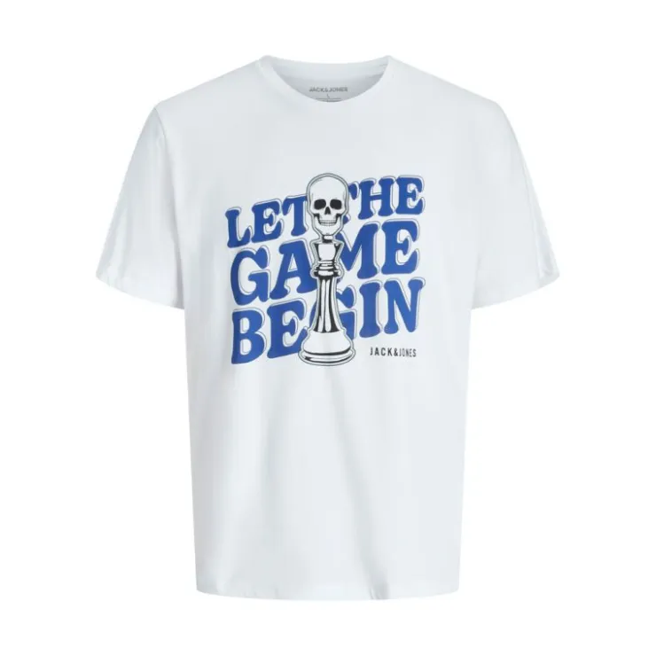 JACK & JONES Tee shirt sully Let's the game begin Homme BLANC Outlet