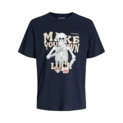 JACK & JONES Tee shirt sully sky captain Make your won Luck imprimé squelette Homme BLEU FONCE Clearance