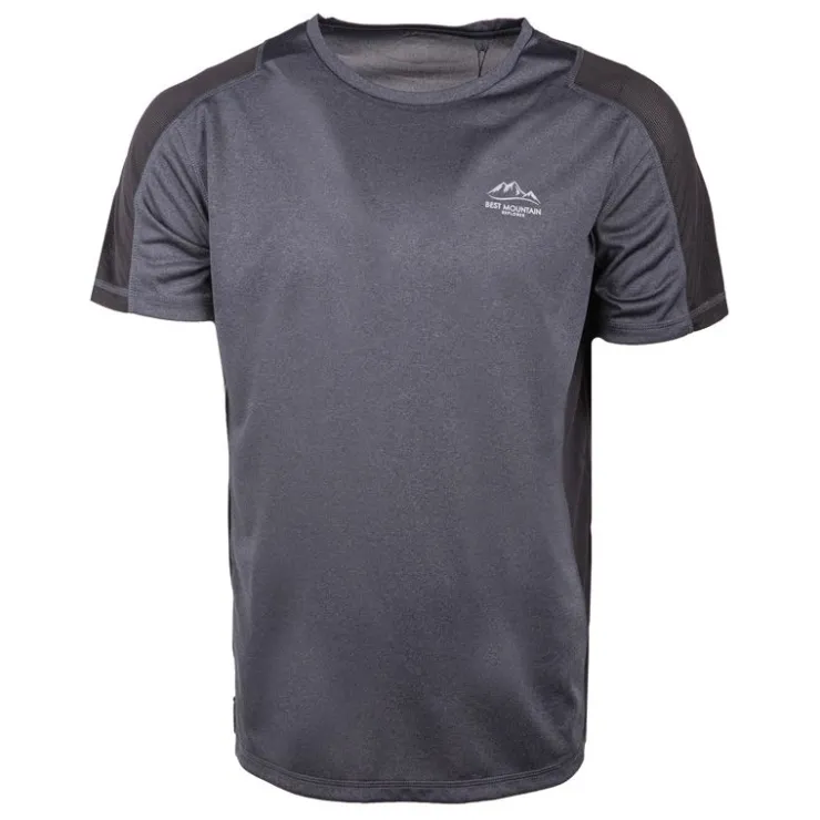 BEST MOUNTAIN Tee shirt technique insertions contrastantes Homme GRIS FONCE
