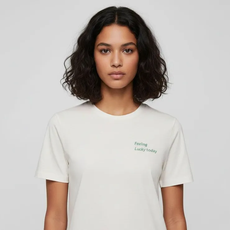 ONLY Tee shirt Texi Feeling lucky today coton Femme BLANC Outlet