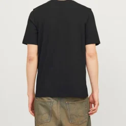 JACK & JONES Tee shirt Tiley coton regular fit col ras de cou Homme NOIR