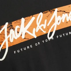 JACK & JONES Tee shirt Tiley coton regular fit col ras de cou Homme NOIR