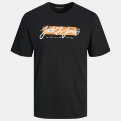 JACK & JONES Tee shirt Tiley coton regular fit col ras de cou Homme NOIR