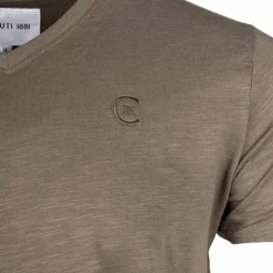 CERRUTI Tee shirt uni col V Aquarossa Homme KAKI
