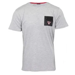 GEORGES RECH Tee shirt uni coton avec carré coloré Homme GRIS CLAIR Clearance