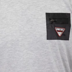 GEORGES RECH Tee shirt uni coton avec carré coloré Homme GRIS CLAIR Clearance