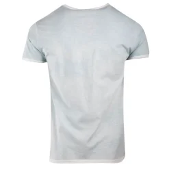 BLAGGIO Tee shirt uni délavé col V Homme BLEU CLAIR Clearance