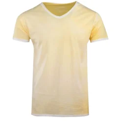 BLAGGIO Tee shirt uni délavé col V Homme JAUNE Online
