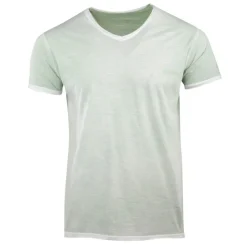 BLAGGIO Tee shirt uni délavé col V Homme VERT CLAIR Outlet