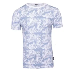 BLAGGIO Tee shirt uni menson-b avec imprimé feuilles Homme BLEU Outlet