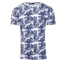BLAGGIO Tee shirt uni menson-b avec imprimé feuilles Homme BLEU FONCE Clearance