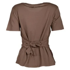 DEELUXE 74 Tee shirt uni nœud au dos Femme MARRON Best