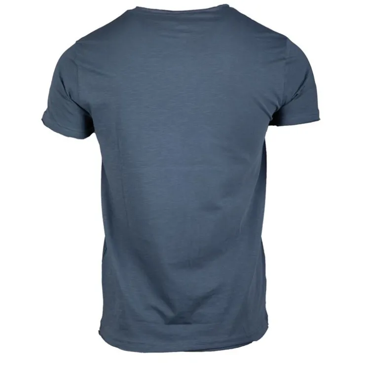 BLAGGIO Tee shirt uni slub col rond marvin Homme BLEU PETROLE Best