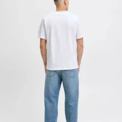 JACK & JONES Tee shirt urban imprimé logo col rond regular fit Homme BLANC