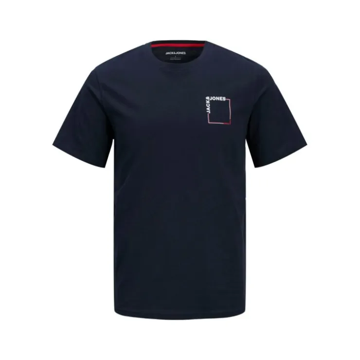 JACK & JONES Tee shirt verner coton col de cou Homme BLEU FONCE Clearance