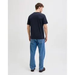 JACK & JONES Tee shirt verner coton col de cou Homme BLEU FONCE Clearance