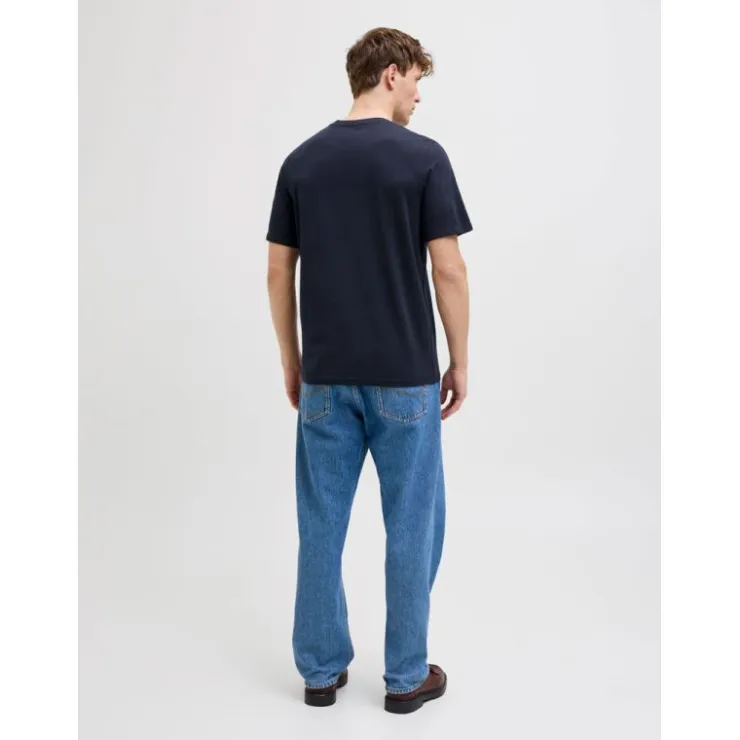 JACK & JONES Tee shirt verner coton col de cou Homme BLEU FONCE Clearance
