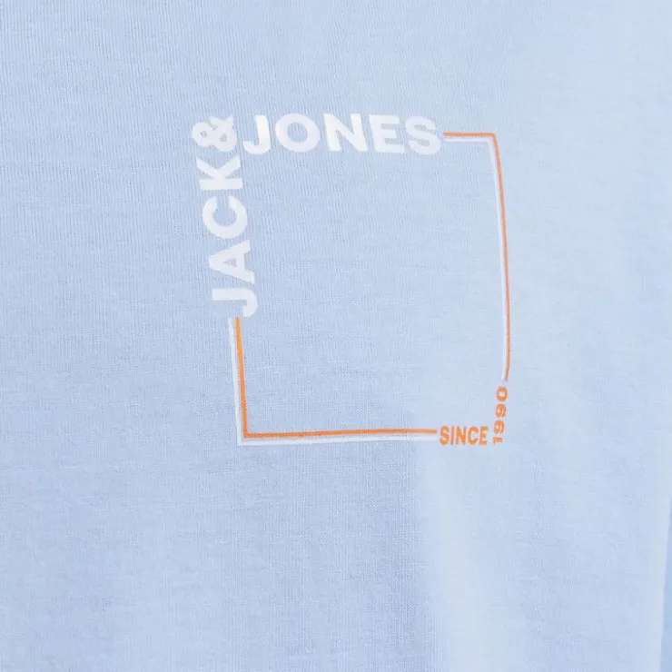 JACK & JONES Tee shirt verner coton col de cou Homme BLEU CLAIR New