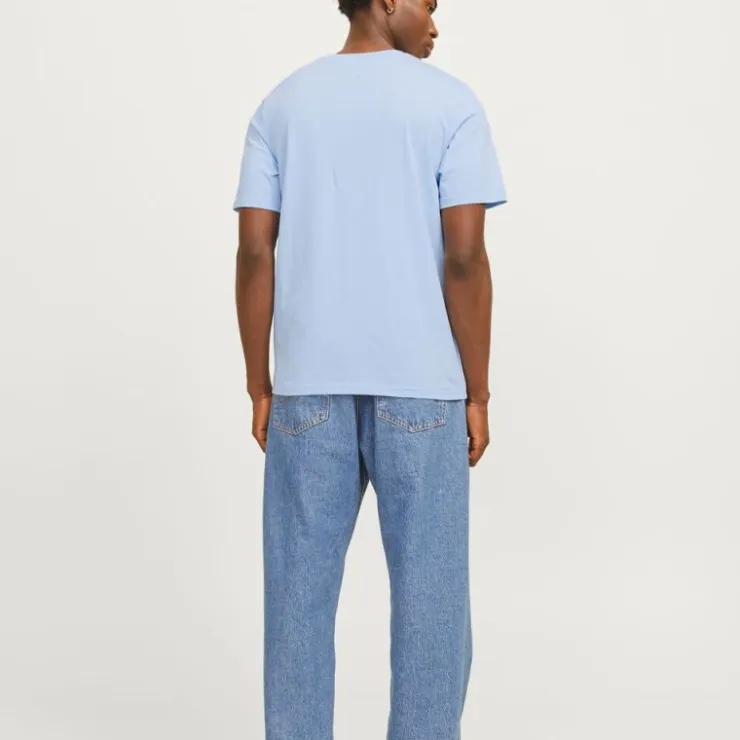 JACK & JONES Tee shirt verner coton col de cou Homme BLEU CLAIR New