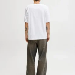 JACK & JONES Tee shirt yuki coton imprimé logo col ras de cou Homme BLANC Clearance