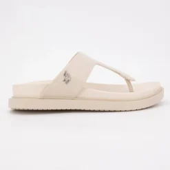 US POLO Tong turtledove kary cuir semelle confort Femme BLANC ECRU Discount