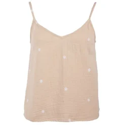 PIECES Top à bretelles brodé gaze de coton Femme BEIGE Online