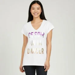 IMPERIAL Top à sequins "ce soir on va dancer " Femme BLANC New