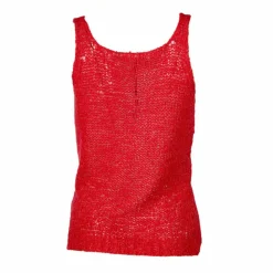 LOVE Top bretelle maille filet ajouré coton Italie Femme ROUGE