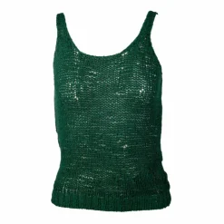 LOVE Top bretelle maille filet ajouré coton Italie Femme VERT FONCE Online