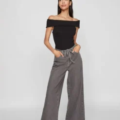 VILA Top coton sahia black épaules dénudées Femme NOIR Sale