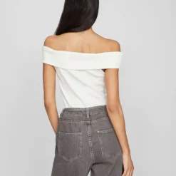 VILA Top coton sahia black épaules dénudées Femme BLANC ECRU Sale