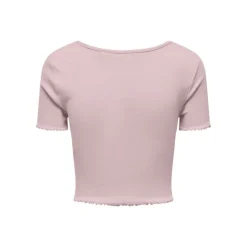 ONLY Top crop betty col v manches courtes Femme VIOLET CLAIR
