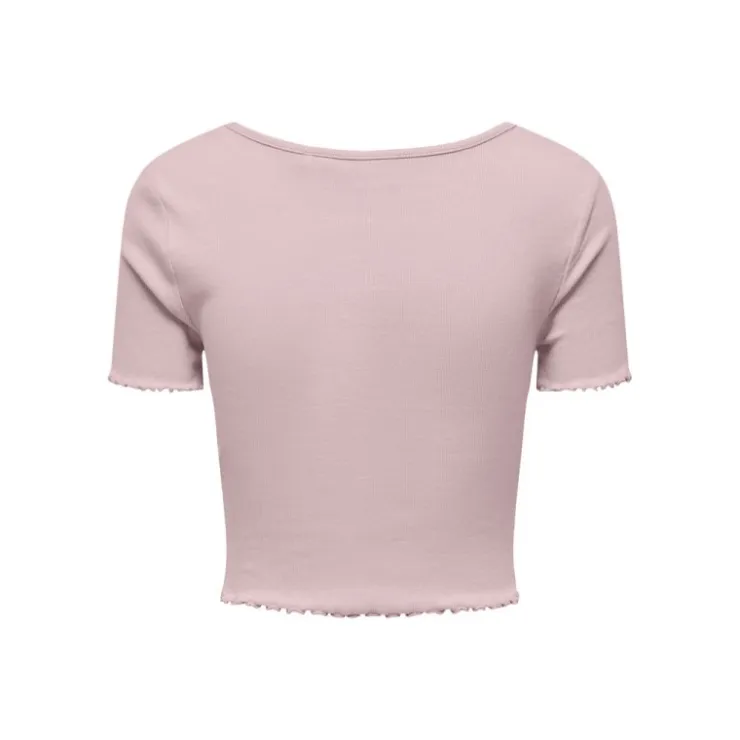 ONLY Top crop betty col v manches courtes Femme VIOLET CLAIR