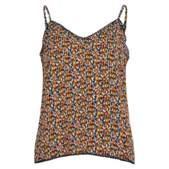 VILA Top folias à fleurs black beauty col v Femme MULTICOLORE