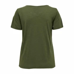 JDY Top manches courtes col rond détail dentelle uni Femme KAKI Sale