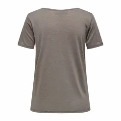 JDY Top manches courtes col rond détail dentelle uni Femme MARRON Outlet