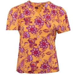 LA PETITE ETOILE Top ocre à fleurs thess col croisé Femme JAUNE Clearance