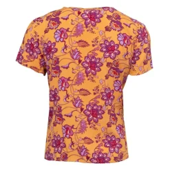 LA PETITE ETOILE Top ocre à fleurs thess col croisé Femme JAUNE Clearance