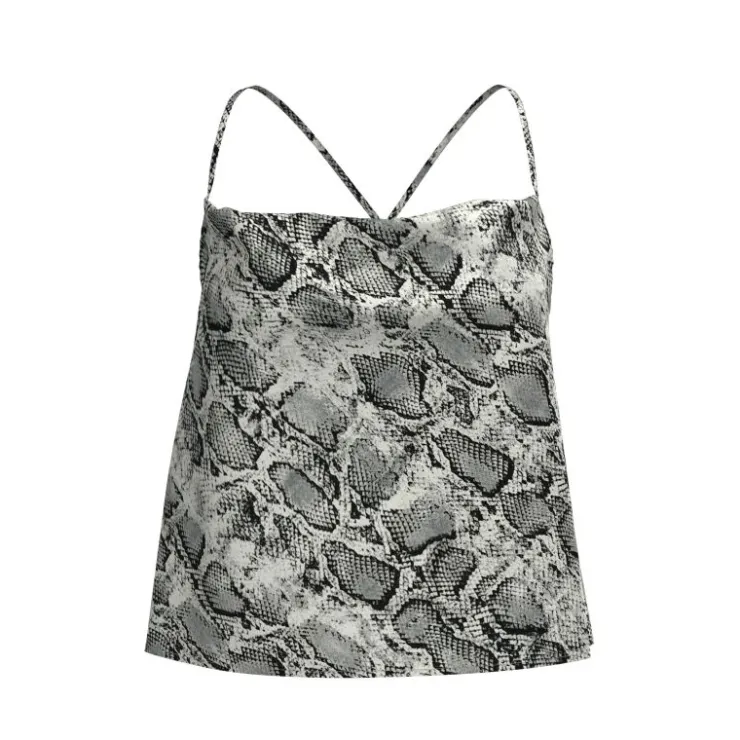 OBJECT Top sally imprimé serpent bretelles croisées dos Femme GRIS Discount