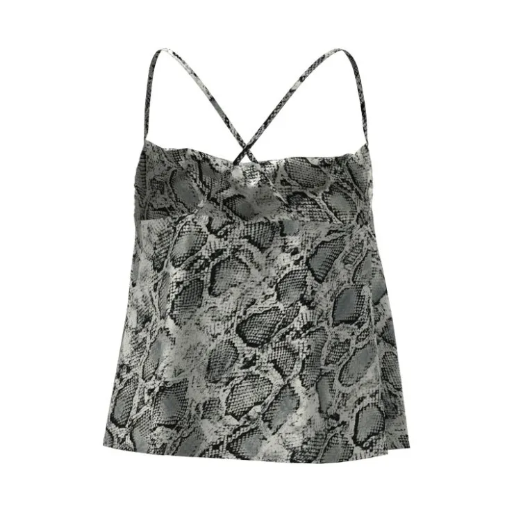 OBJECT Top sally imprimé serpent bretelles croisées dos Femme GRIS Discount